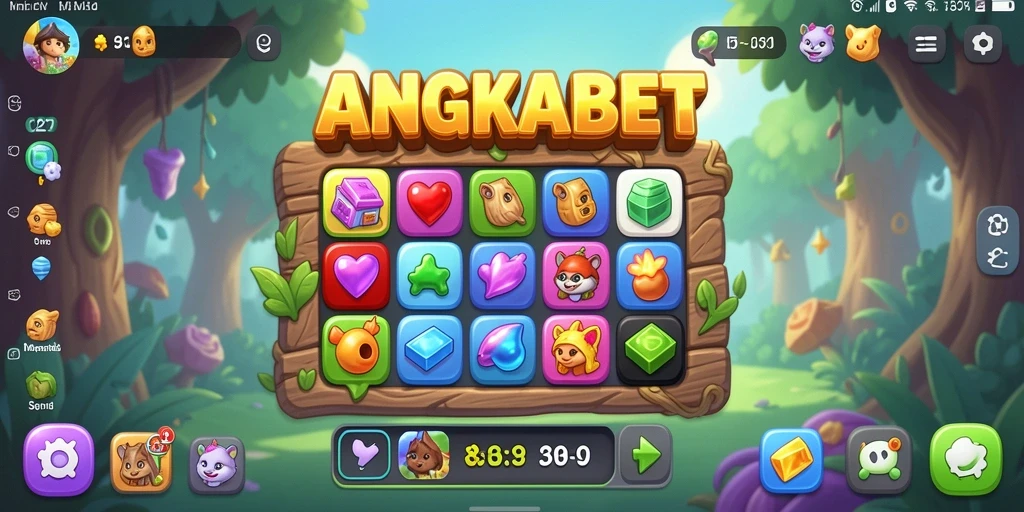 Screenshot gameplay <strong>ANGKABET</strong> yang menampilkan elemen-elemen Match-3 yang berwarna-warni.