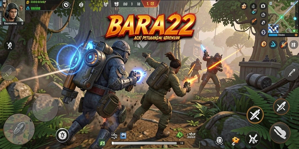 Tampilan gameplay BARA22 yang memukau dan penuh aksi.