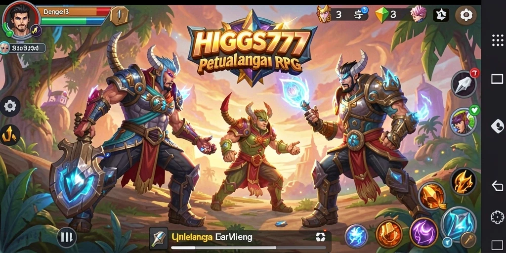 Tangkapan layar HIGGS777 yang menunjukkan aksi seru dalam petualangan RPG.