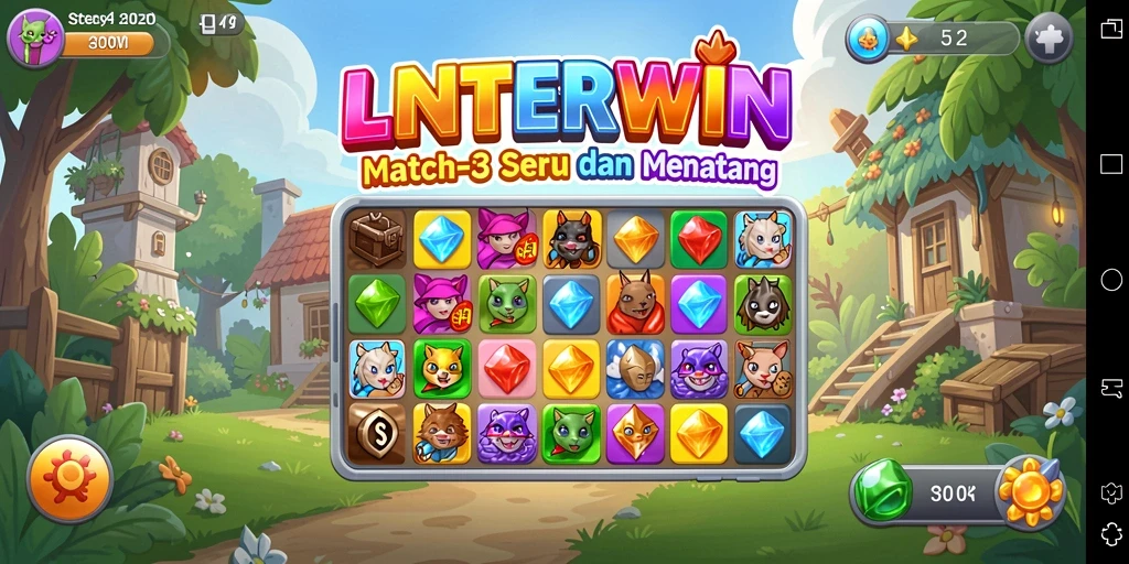 Tampilan menarik dari gameplay LNTERWIN yang menampilkan keseruan Match-3.