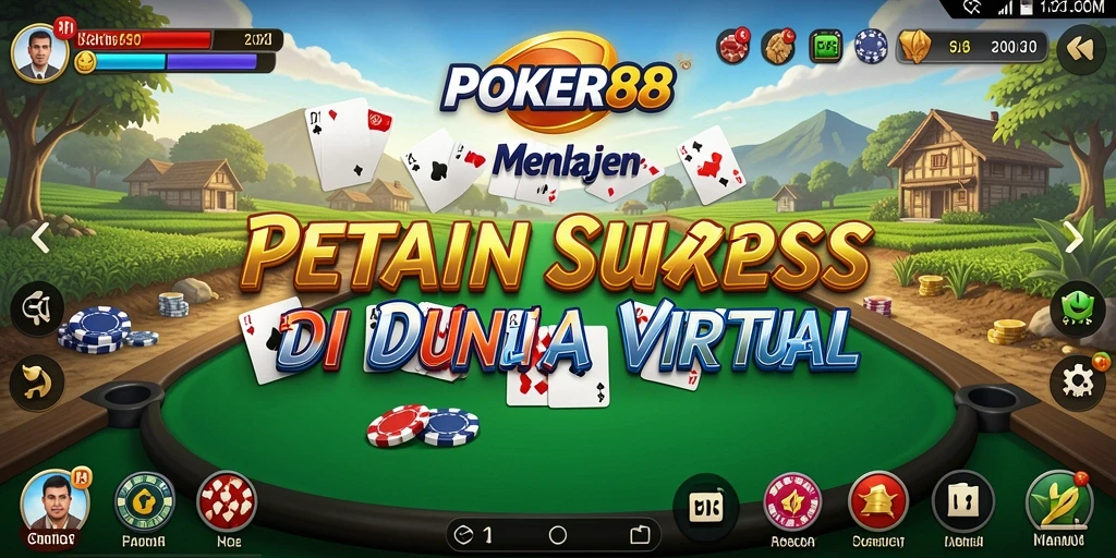 Tampilan gameplay <strong>POKER88</strong> yang menawan dengan aktivitas bertani.