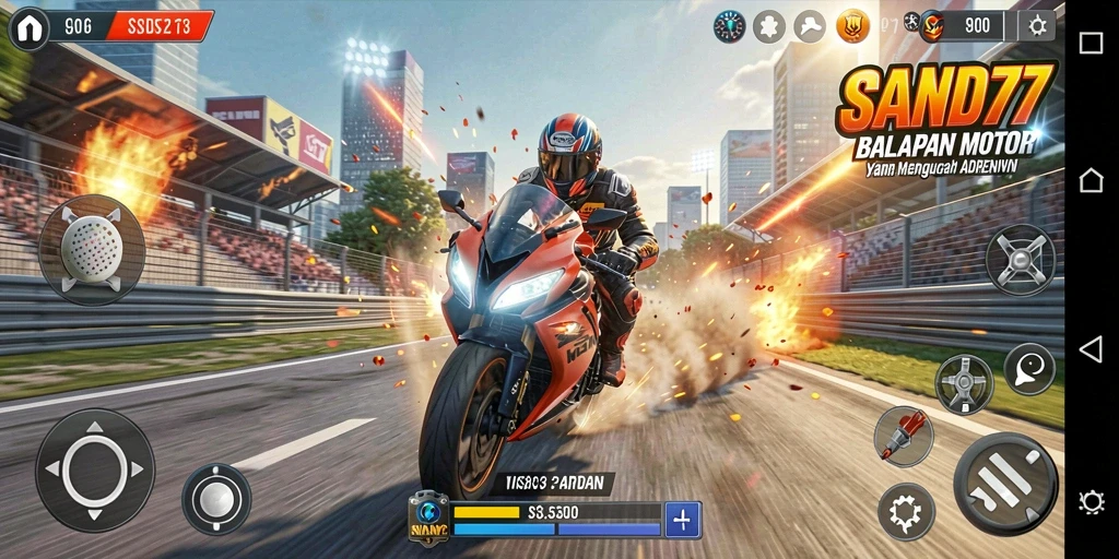 Gameplay intens dari balapan motor yang menegangkan.