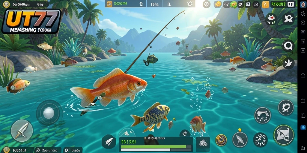 Gambaran gameplay UT77 yang menarik saat memancing di danau.